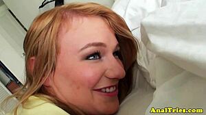 first time anal for this innocent blonde teen, ouch!