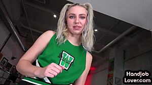 Hey, watch this cheerleader babe wank me POV!