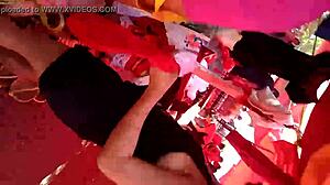 teen 18+ shows off her beautiful cleavage in a sexy top