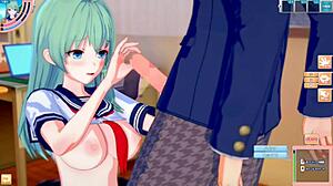 Sanae Kochiya Gets Breasts Rubbed in Hentai Anime!