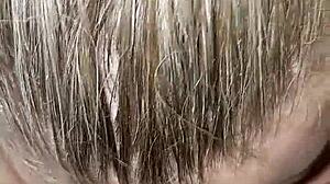 I'm licking my milf's hairy pussy with my vibrating tongue piercing