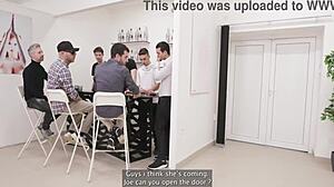 Triple anal escort Julia Maze in wild 7on1 wet action