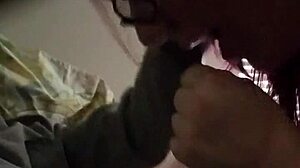 GLASSES GIRL RIDES MONSTER BLACK COCK WET