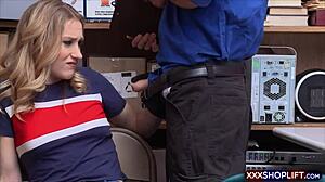 Hot blonde teen slammed hard by security guard on CCTV