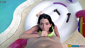 Petite brunette gets fucked hard in doggystyle outdoors