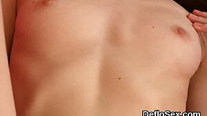 Teen teases tight shaved cunt until she hits climax