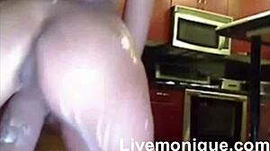 Livemonique teases with dildo on webcam, daring creampie?