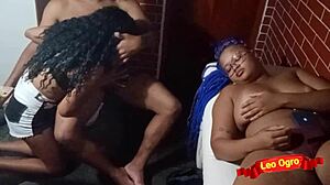 lesbian sucks her friend's dick while girlfriend watches