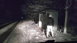 horny polish wife slut fucked hard by friend outdoors on road home!