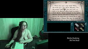 Naked brunette with tattoos and piercings plays deception island game