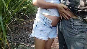 Novinha Grávida Enjoys Outdoor Fun with School Friend