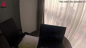 Is this latina secretary masturbating at work?