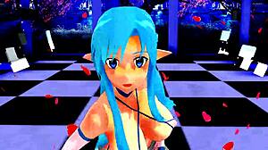 Half-naked girl dancing in hentai style