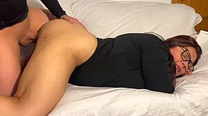 Close-up view of horny latina getting her big ass fucked by monster cock