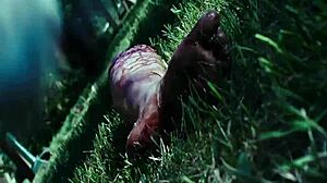 silent night unfolds with a sexy topless brunette model showing off