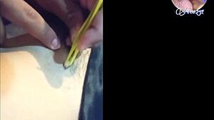 Husband Catches Young Asian Wife Waxing Her Small Tits In Bathroom