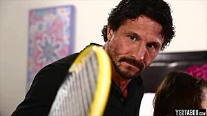 Petite Brunette Teen Gets Bent Over for Doggystyle Lesson with Toys