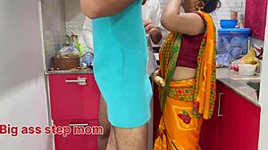 Jija saali and biwi double fucking masti in kitchen chaos