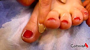 Playing With Sexy Feet Smeared In Cream