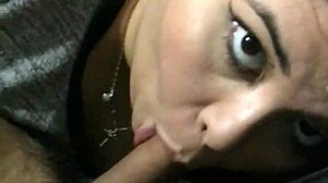 Latina girlfriend cheats and gives an amazing blowjob to her lover as a slut.