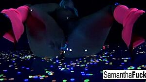 Samantha Saint Enjoys Black Light Solo Session
