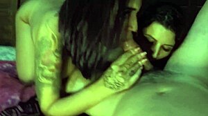 That double blowjob in the cabin with big natural tits and monster cocks 😏