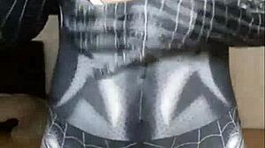 female spider-man cosplay masturbates with vibrator 😈