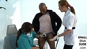 CFNM Nurses in Uniforms Jerk Small Black Dick with Gloves