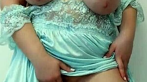 Stunning redhead milf flaunts gorgeous tits while fingering her hairy pussy!