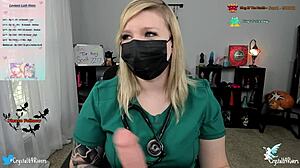 Nurse teases, Obey me, patient, while I milk your sperm sample for edging JOI!