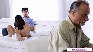 Cute Latina stepsis tempted by perv dude