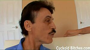 Femdom Humiliates Cuckold Slave With Real Man