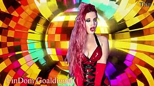 Mistress gives jerk off instructions while fucking with rabbit toy in cosplay, dominating financially.