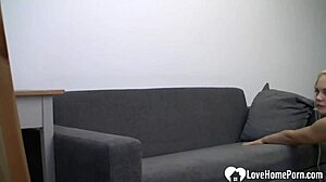 My Blonde Girlfriend In Stockings Gets Bent Over For Hard Shafting