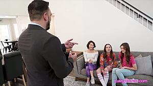 Three besties casually hook up with their new sugar daddy