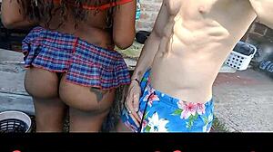 Ayun XXX creams horny ebony in the pool