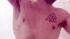 wet shower bathing time with intriguing contrasts in simple routine