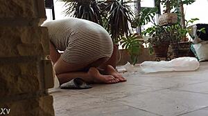 amateur flashing upskirt under skirt in public, teasing view