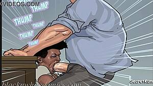 Curvy ebony lesbian butch takes rough deepthroat from monster cock politician in wild scene.