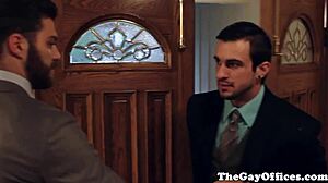 哟，这些同性恋办公室帅哥一起猛射！