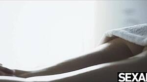 Gorgeous lesbian lovers share a sexy naked massage together