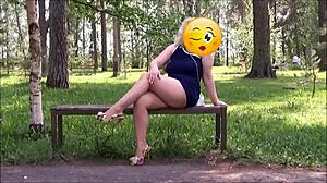 Hey, check out this flashing park upskirt woman with big tits and ass outdoors