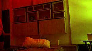 linda houston starts to dance in full red light