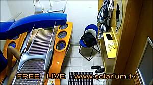 Wow, hidden cam catches couple banging in public solarium!