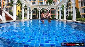 uh big tits amateur thai gf is such a horny slut lovin all that attention by the pool