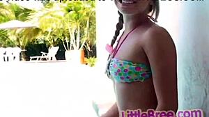 little bree, the teen newbie, rubs herself by the pool