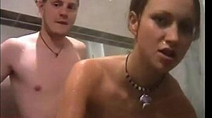 sweet teen couple fucks hard in bath