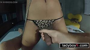 Asian Ladyboy In Handcuffs Eagerly Sucks White Cock