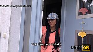 Debt4k Guy Bangs Brunette for Quick Cash