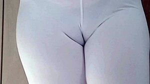 chubby latina shows off fetish cameltoe in steamy pov.